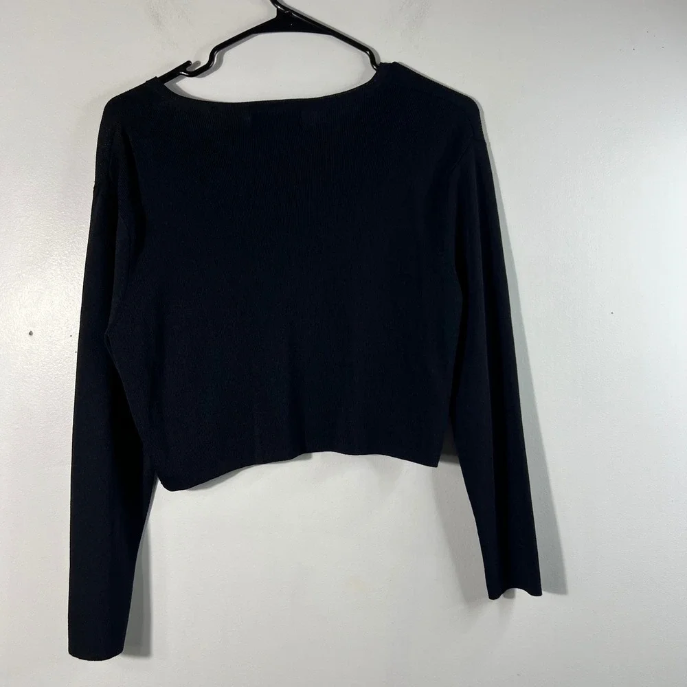 Womens Vintage K Studio Beaded Trim Cropped Cardigan Black 8 Rayon‎ Nylon